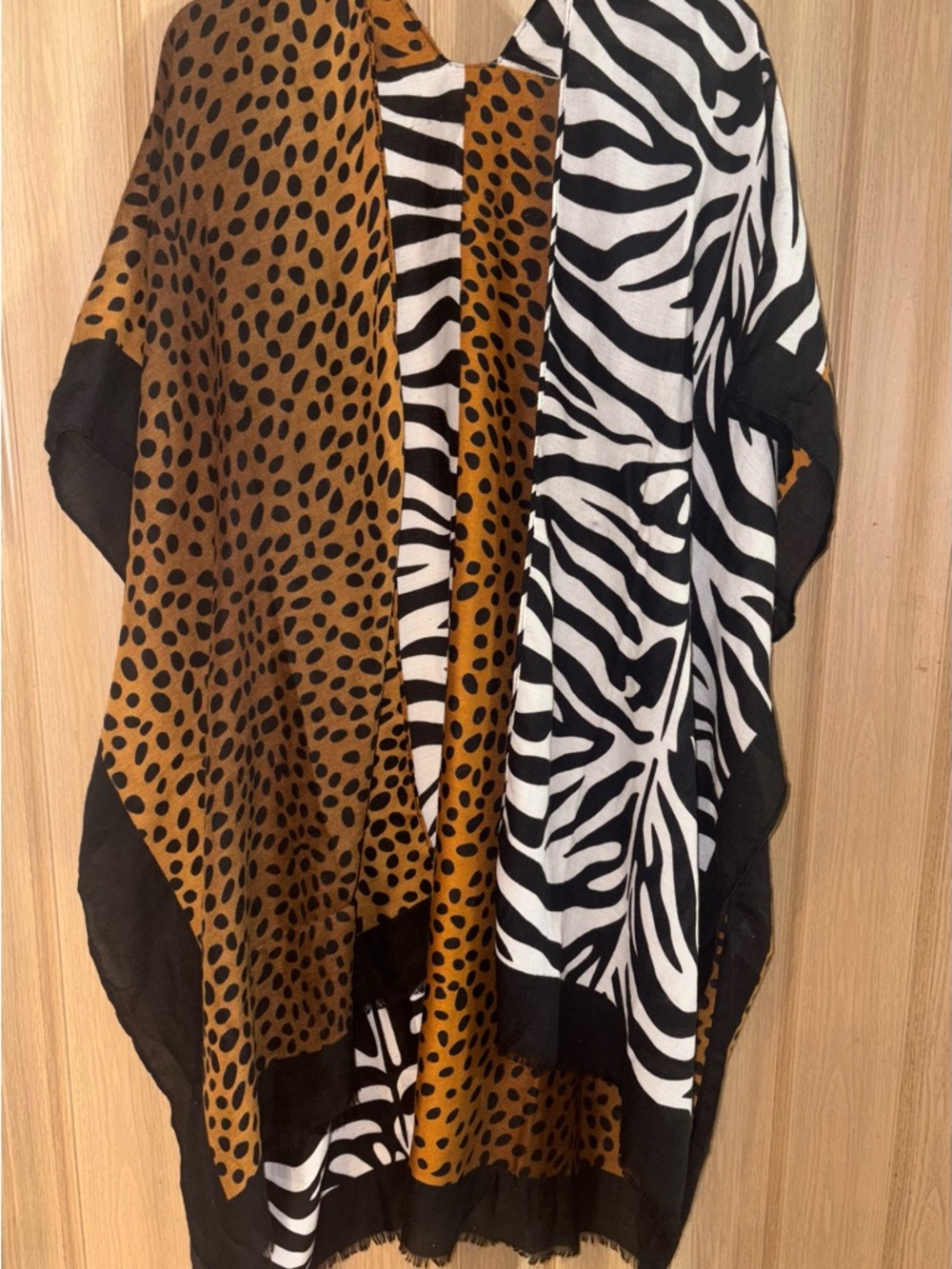 Animal Print Mixed Pattern Kimono - Black & Brown
